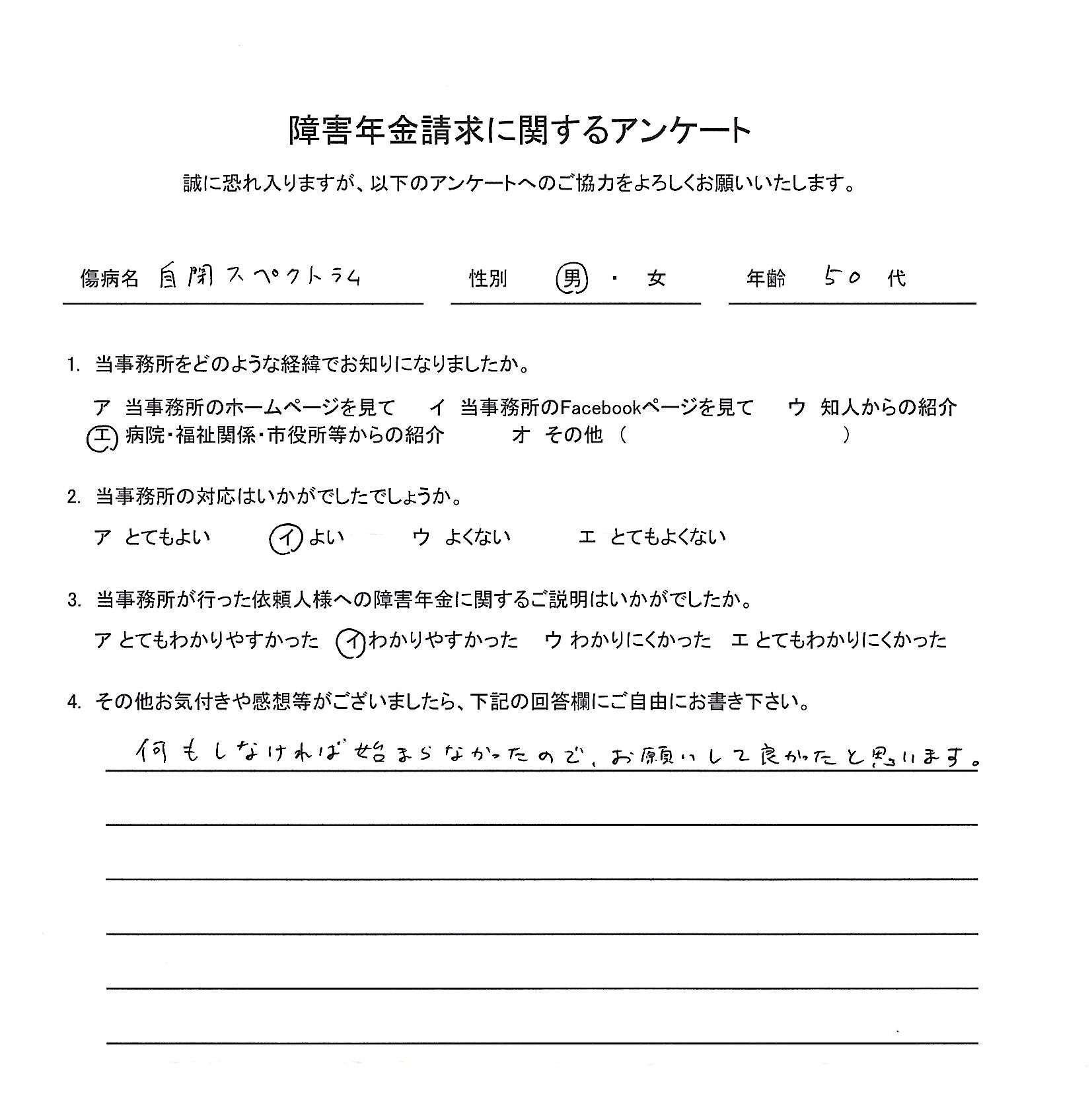 50代男性（自閉症スペクトラム）